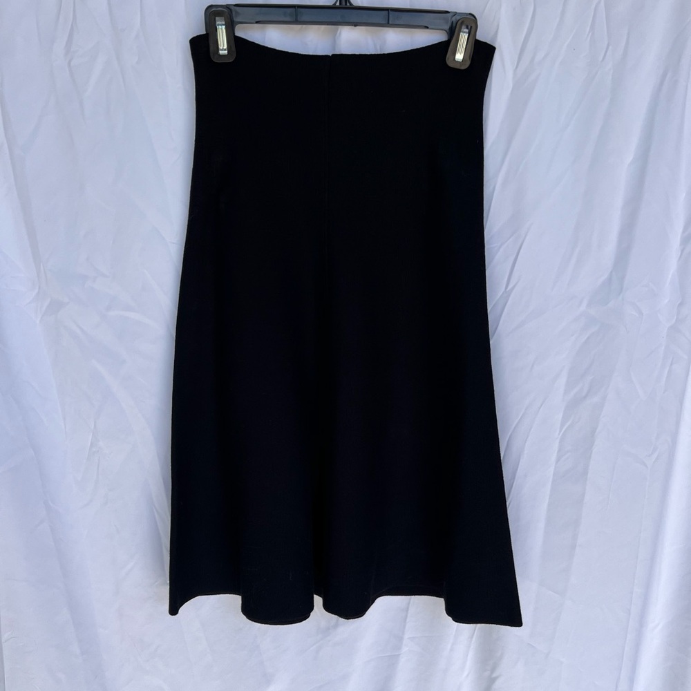Milly knit midi cady pencil flare skirt solid black womens size small